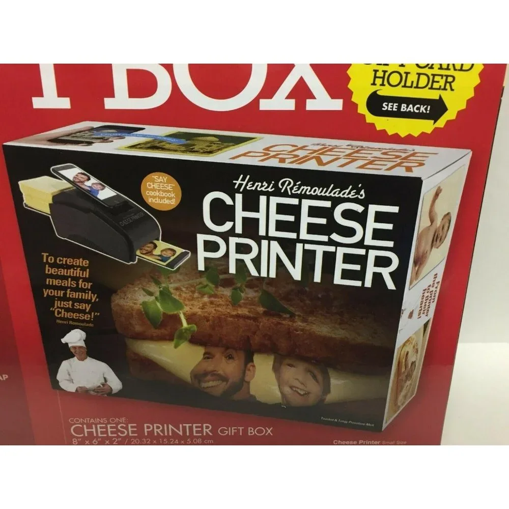 Prank Gift Box Cheese Printer Wrap Small Real Funny Henri Joke Fake Gag Card